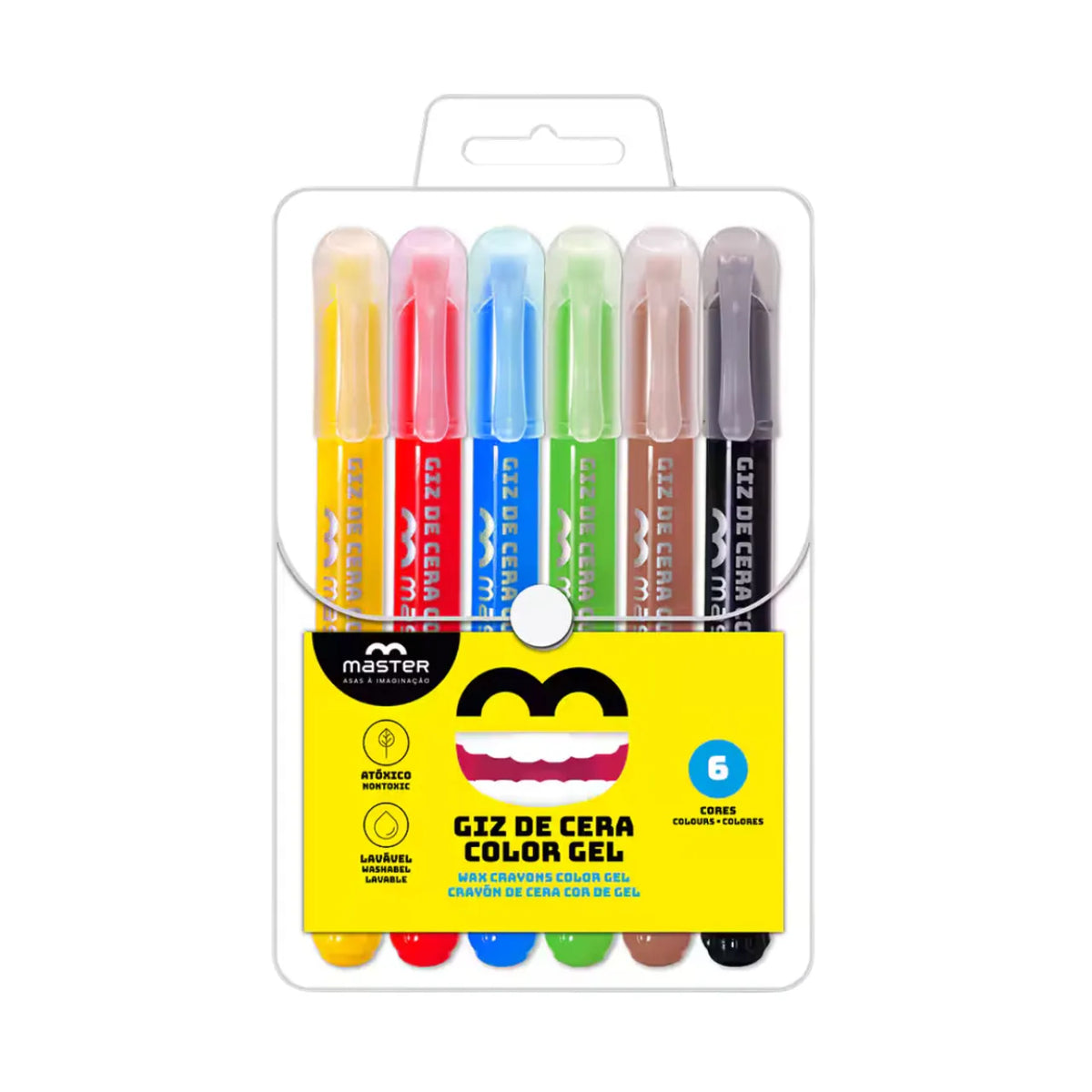 Giz de Cera Gel Retrátil 6 Cores Master