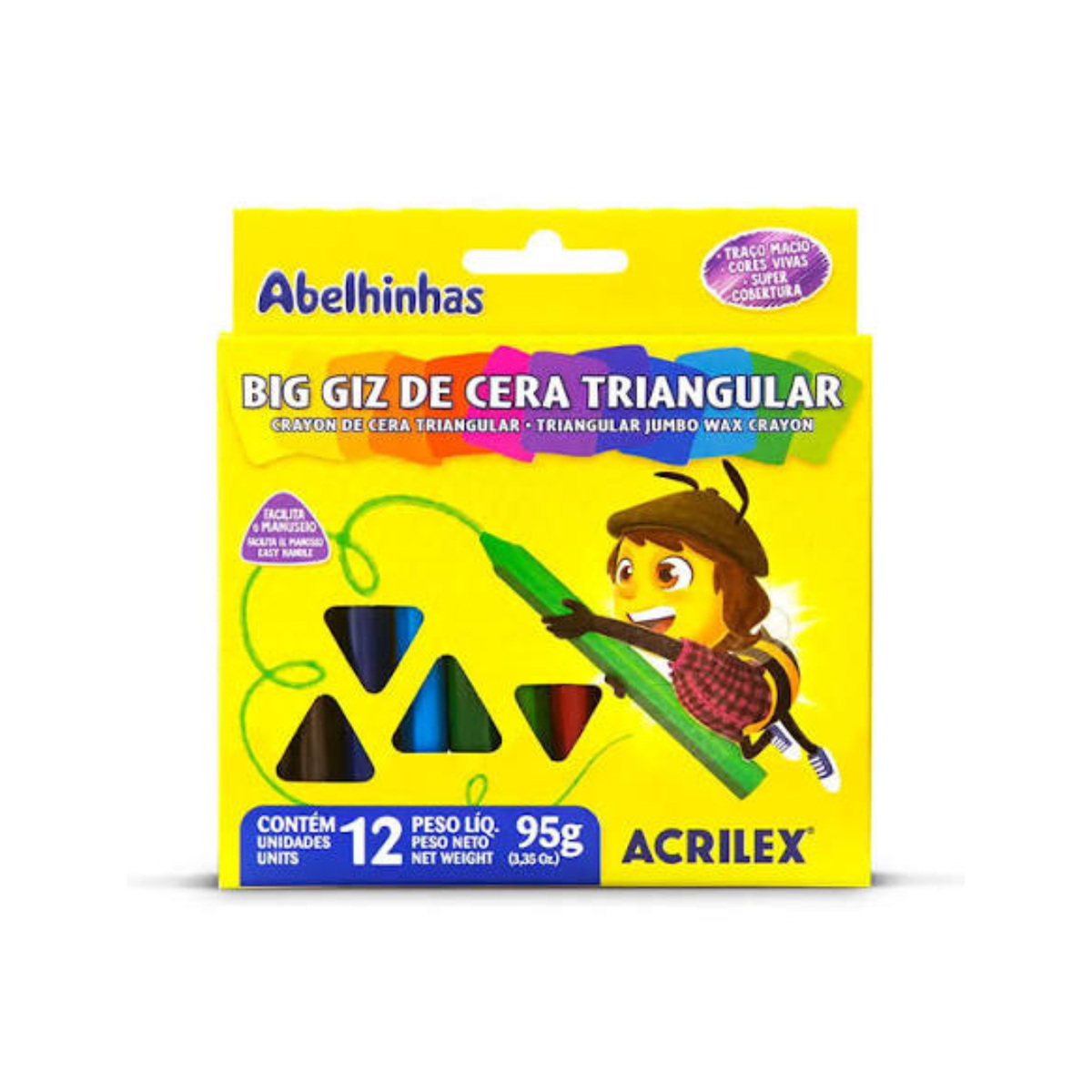 Giz de Cera Triangular Big 12 Cores 95g Acrilex