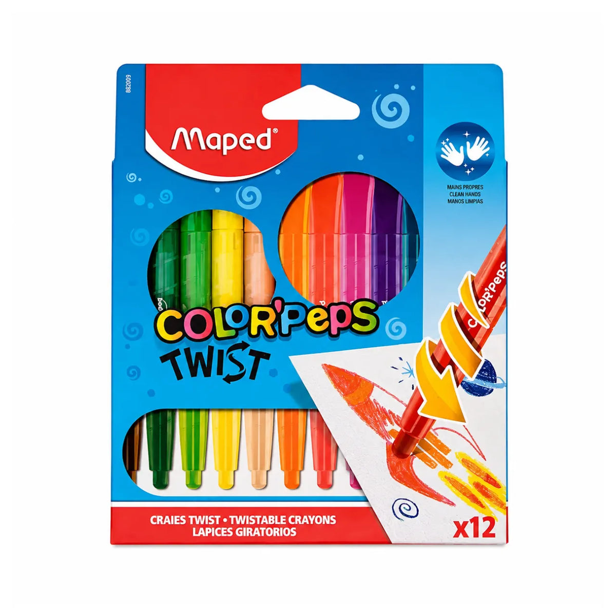 Giz de Cera Retrátil 12 Cores Color Peps Twist Maped