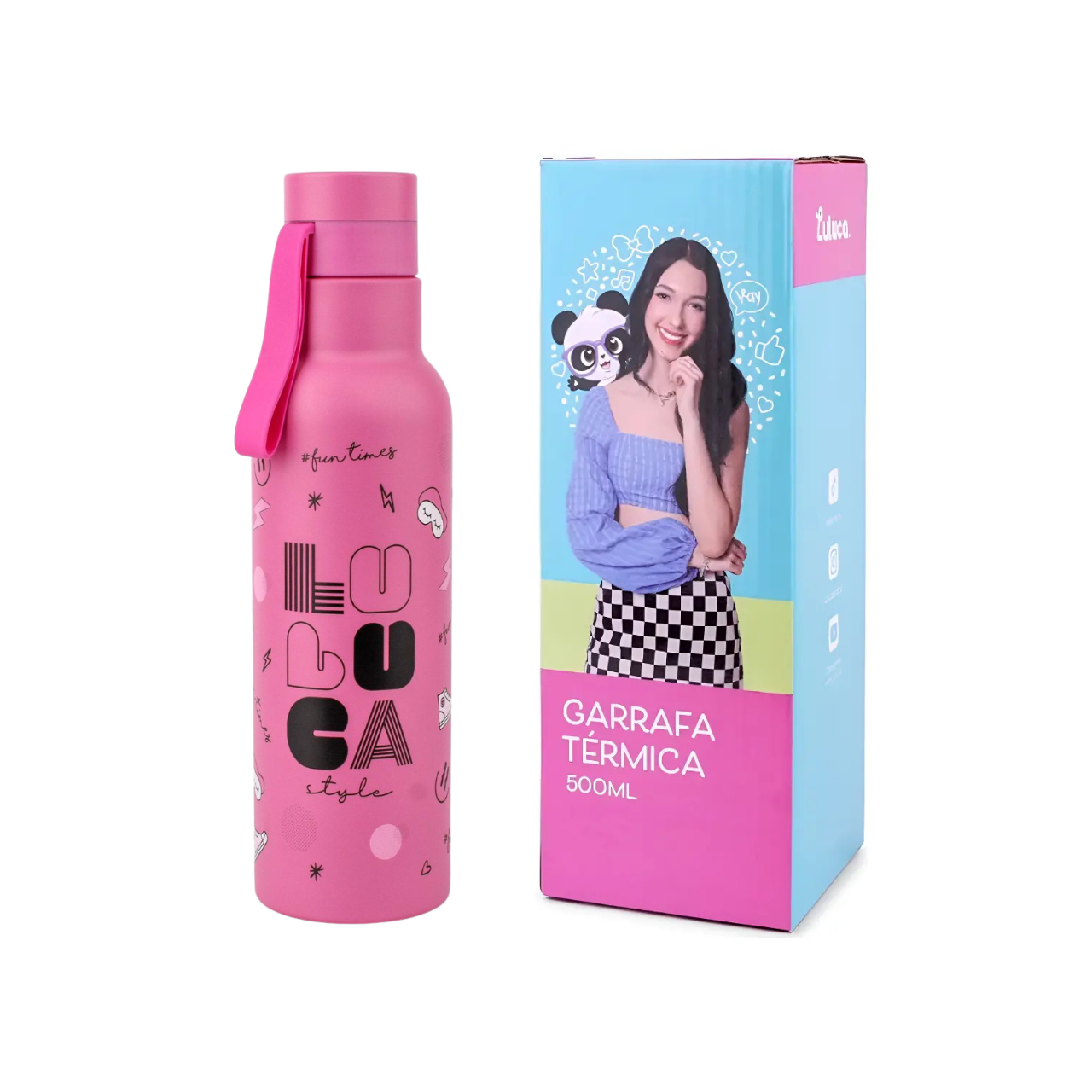 Garrafa Térmica 500ml Rosa Luluca
