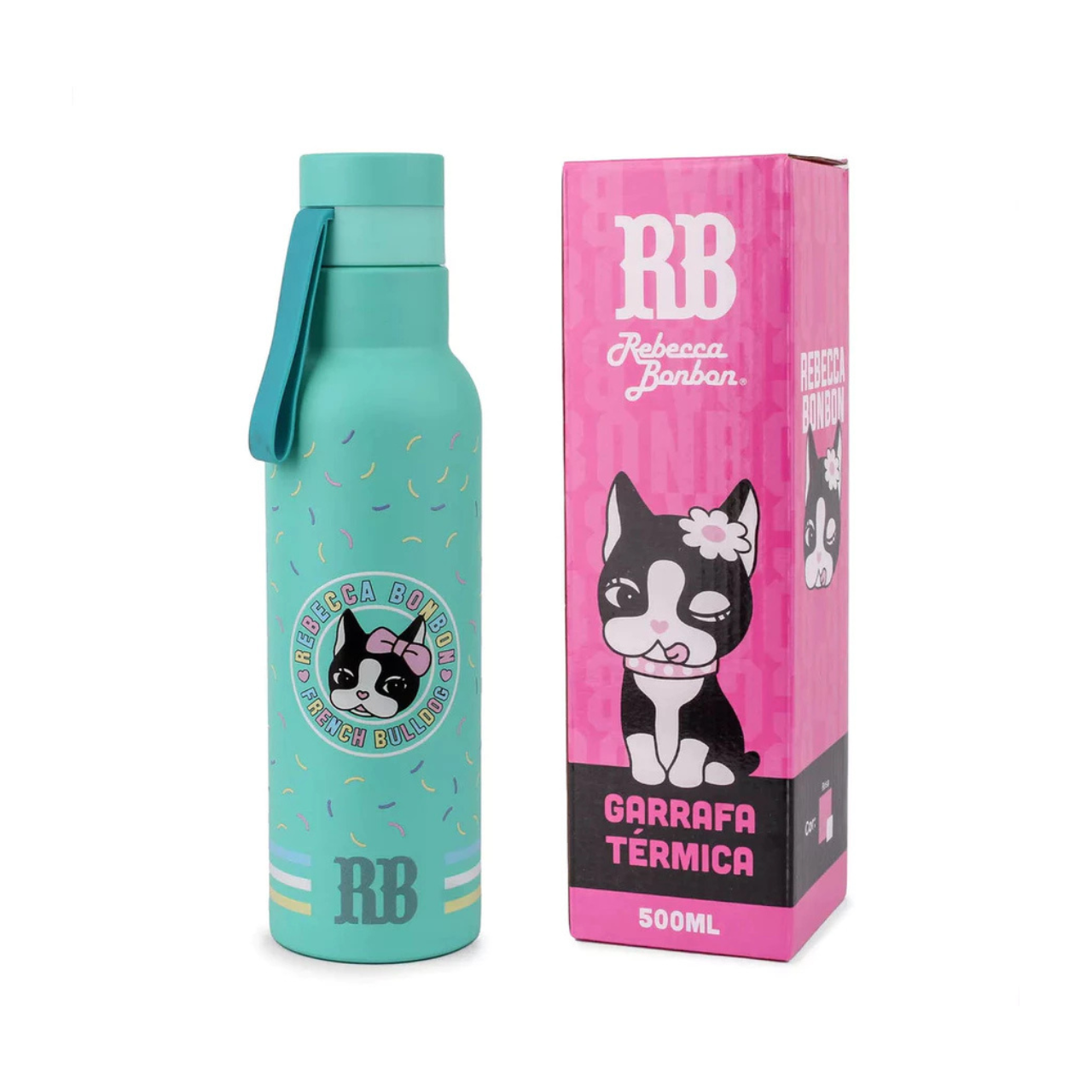 Garrafa Térmica Rebecca Bonbon Bulldog Turquesa 500ml