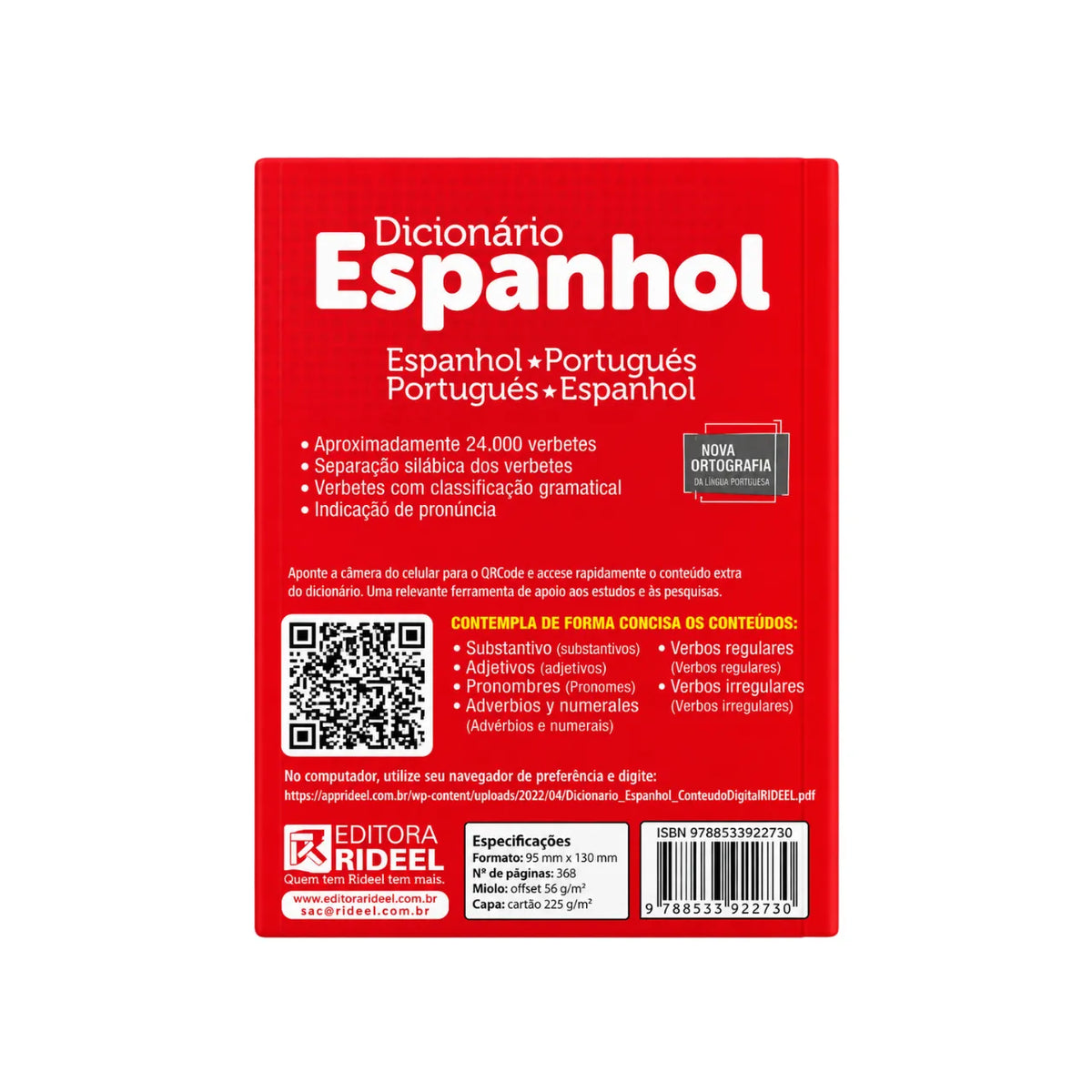 Dicionário Espanhol Português Escolar Editora Rideel