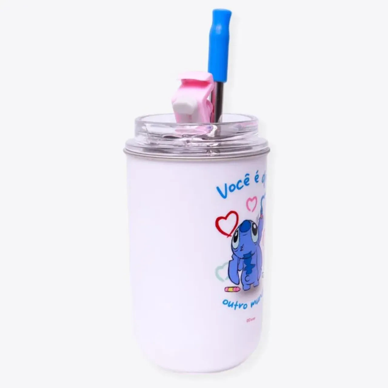 Copo Térmico Neo 300ml com Canudo Zona Criativa Stitch Love