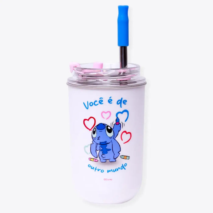 Copo Térmico Neo 300ml com Canudo Zona Criativa Stitch Love
