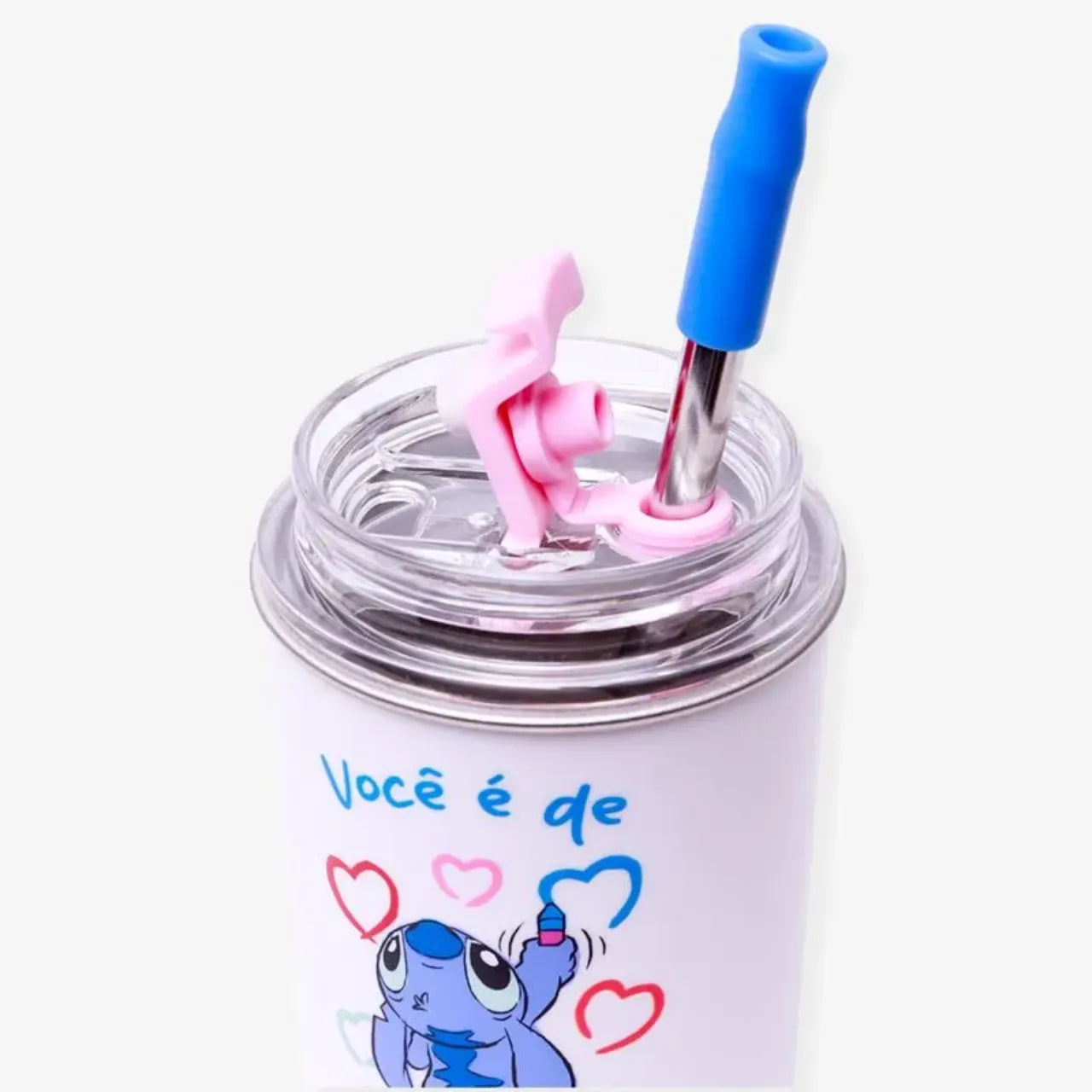 Copo Térmico Neo 300ml com Canudo Zona Criativa Stitch Love