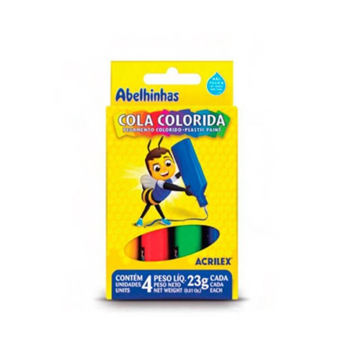 Kit Cola Colorida 23g 4 Cores Abelinhas Acrilex