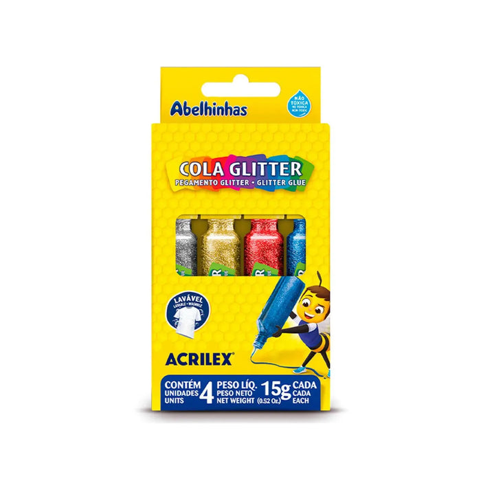 Kit Cola Glitter 15g 4 Cores Abelinhas Acrilex