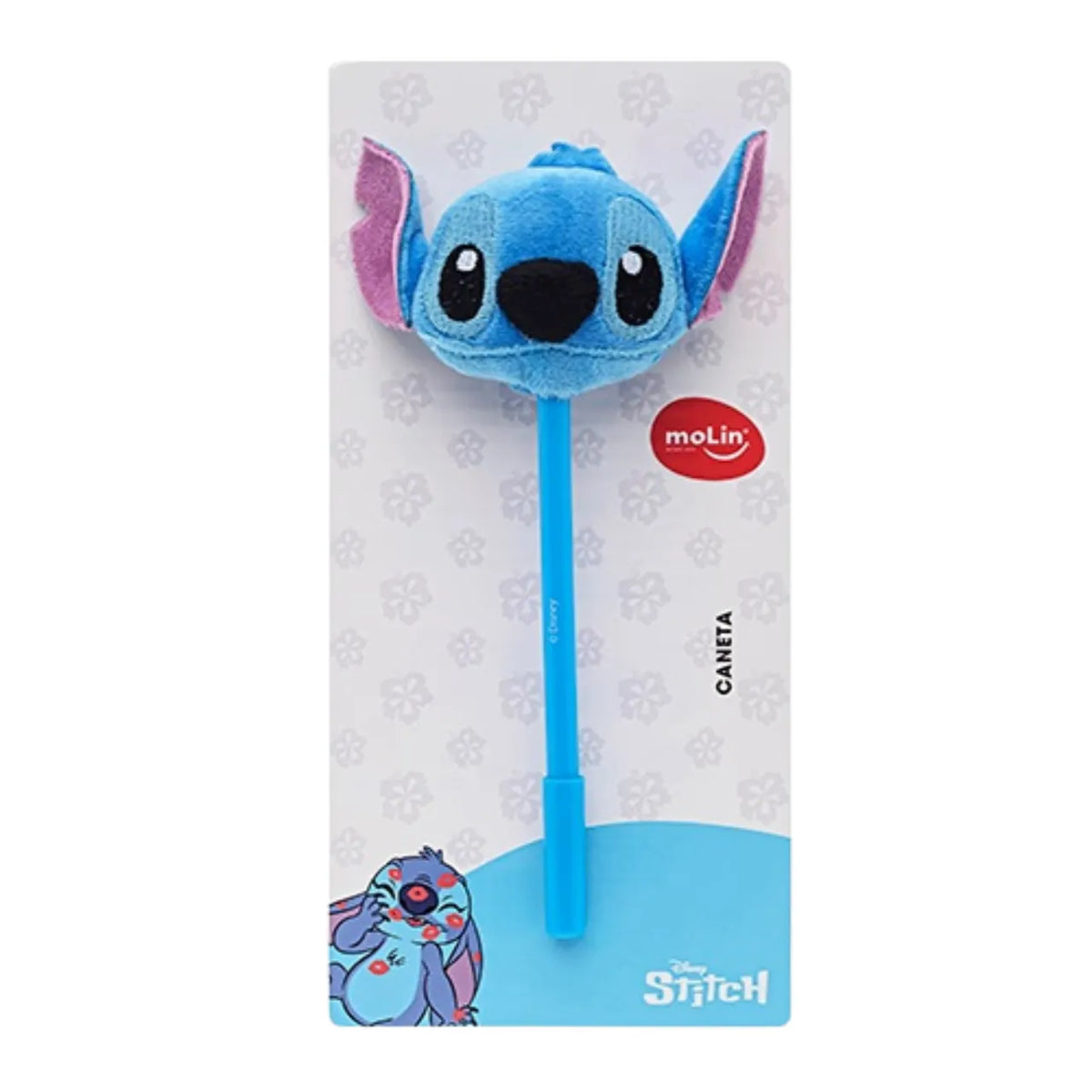Caneta Face Plush Stitch Pelúcia Escrita Azul Molin