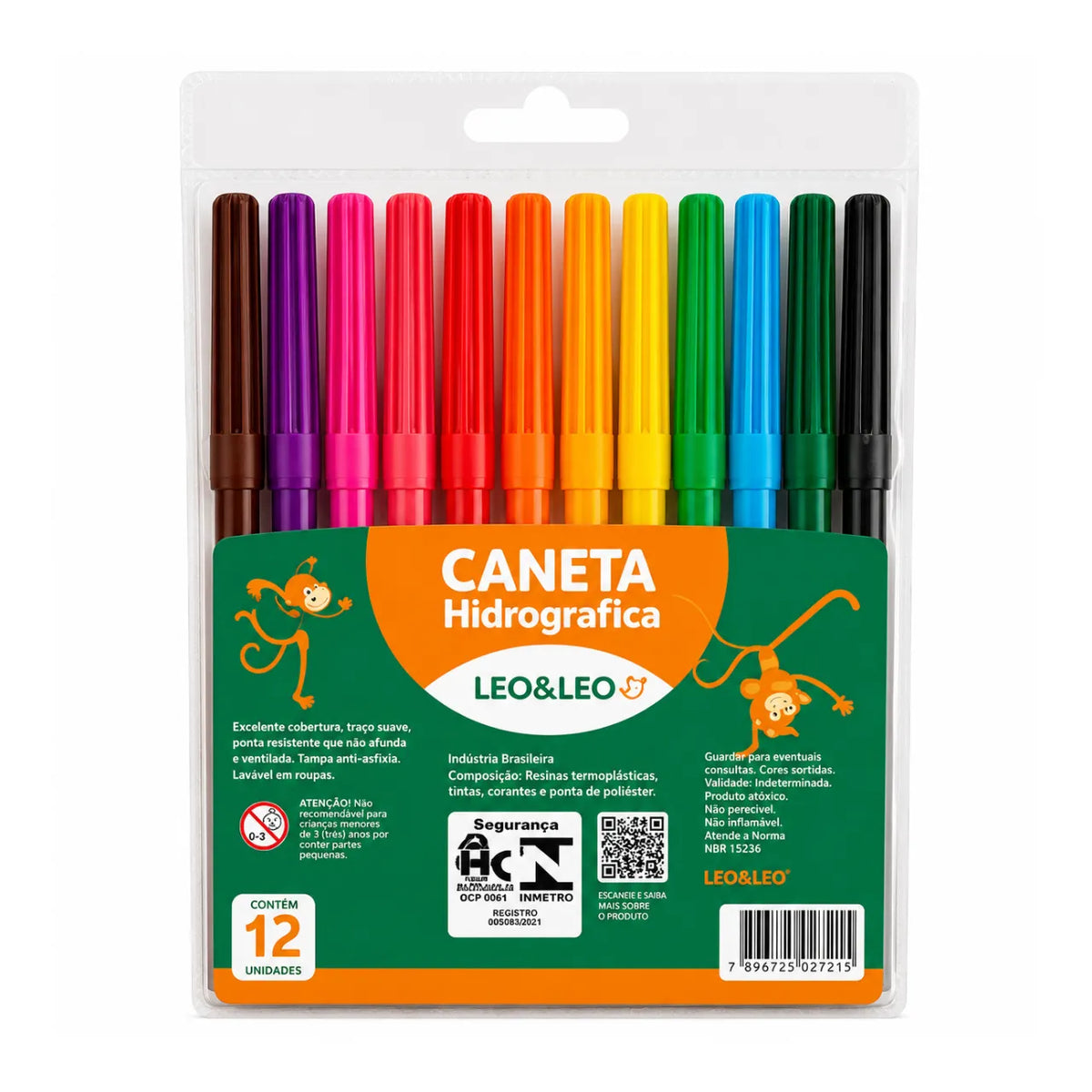 Canetinha Hidrográfica 12 Cores Leo e Leo