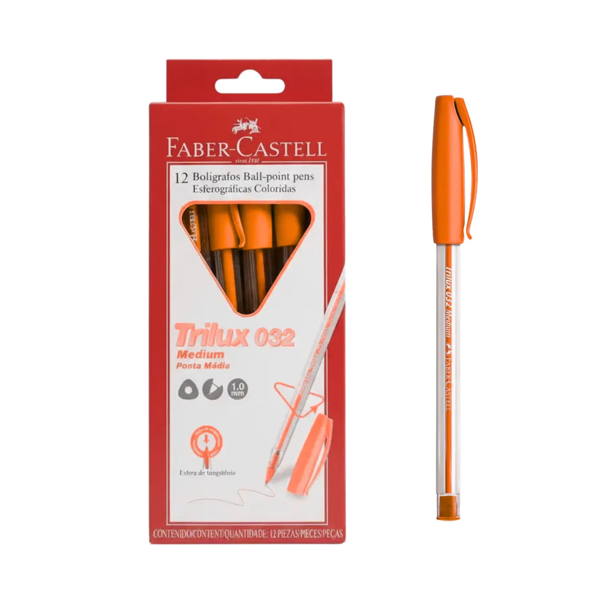 Caneta Esferográfica Trilux 032 Laranja 1.0mm Faber-Castell