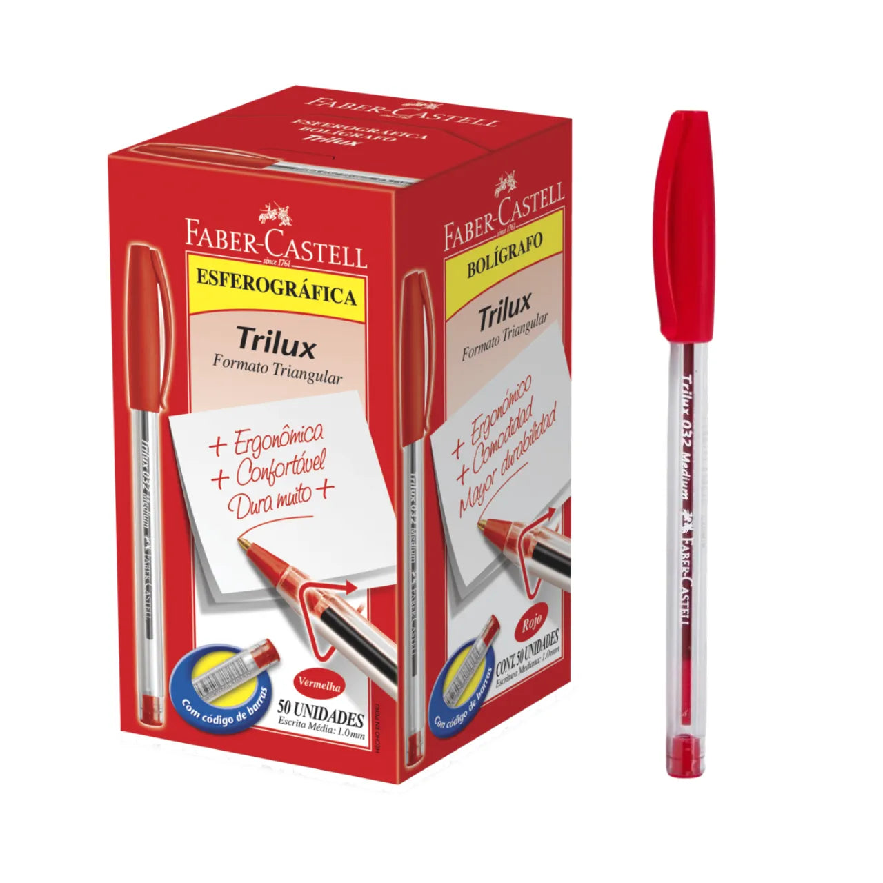Caneta Esferográfica Vermelha Trilux 032 Faber-Castell 1,0mm