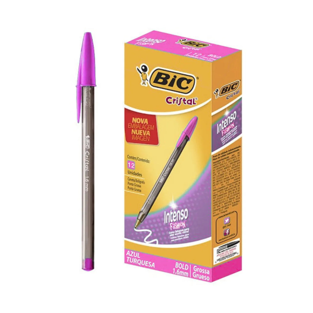 Caneta Esferográfica Cristal Bold Rosa Bic 1,6mm