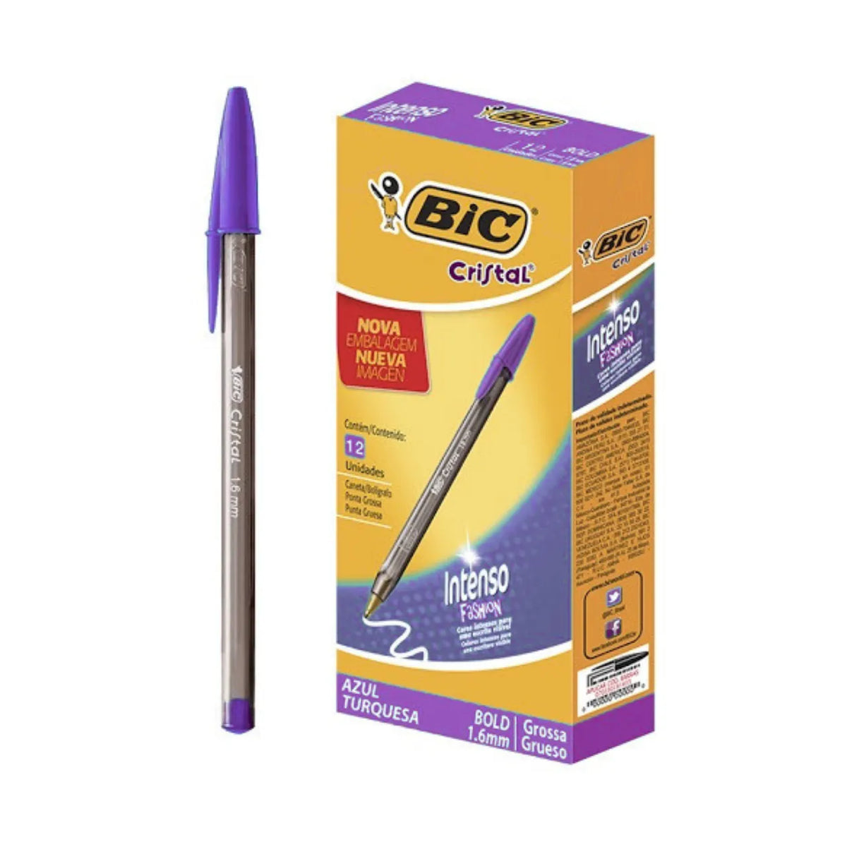 Caneta Esferográfica Cristal Bold Roxa Violeta Bic 1,6mm