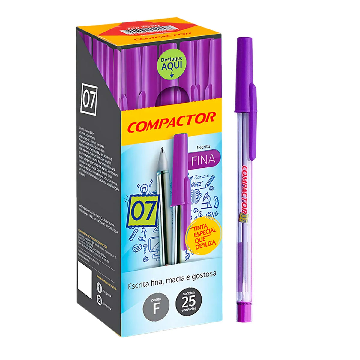 Caneta Esferográfica 0.7 Roxa Compactor