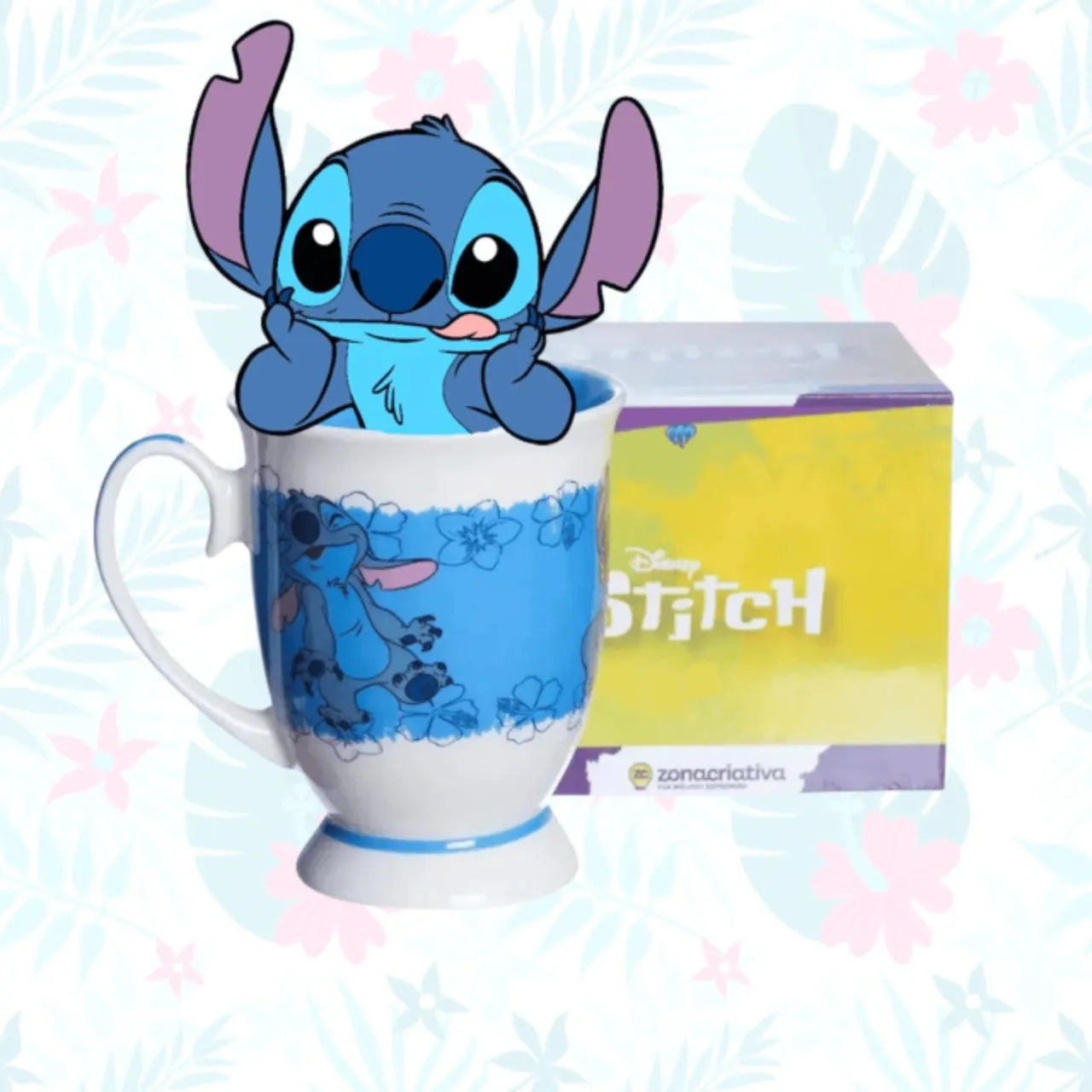 Caneca Royal 300ml Cerâmica Disney Stitch
