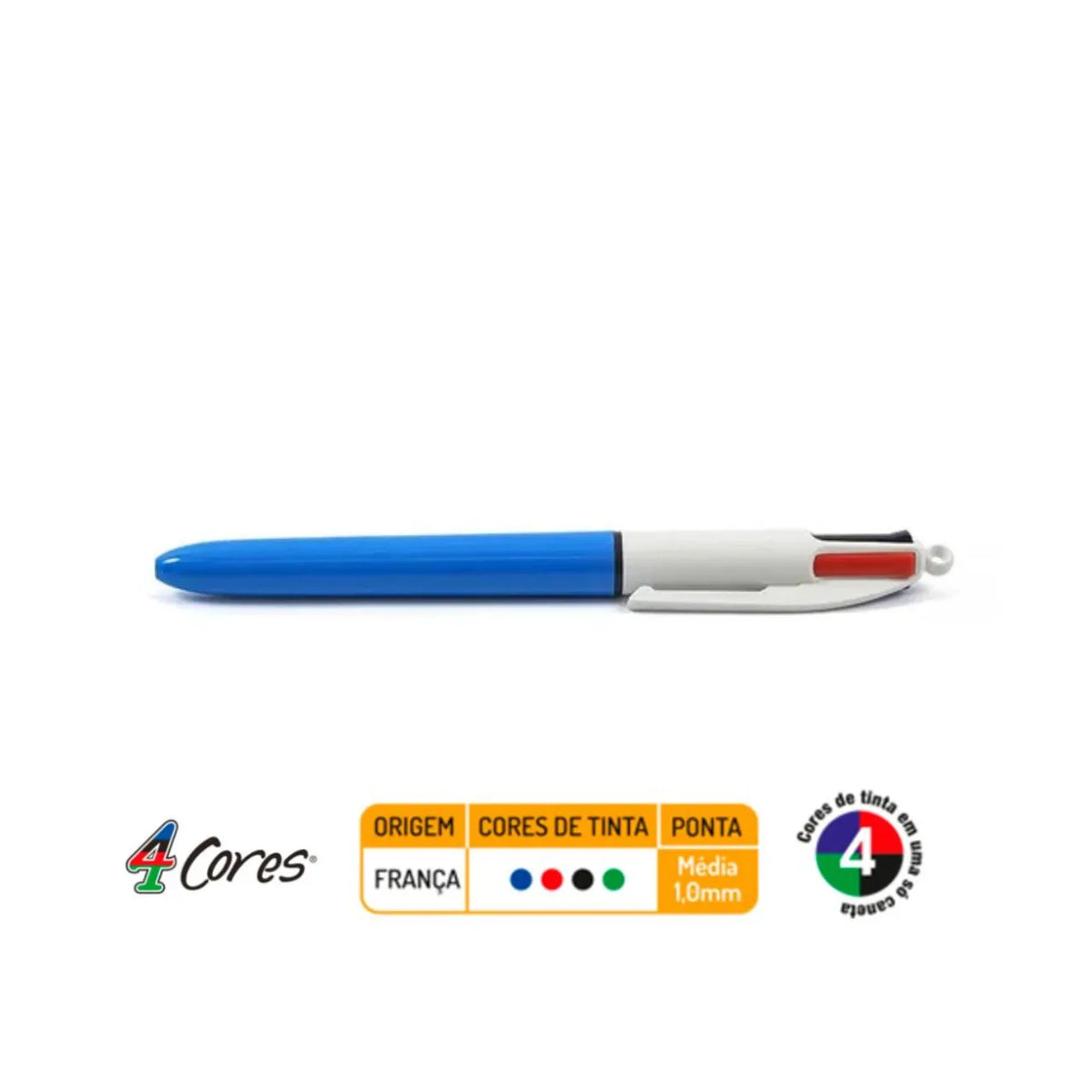 Caneta Esferográfica 4 Cores BIC Retrátil 1,0mm