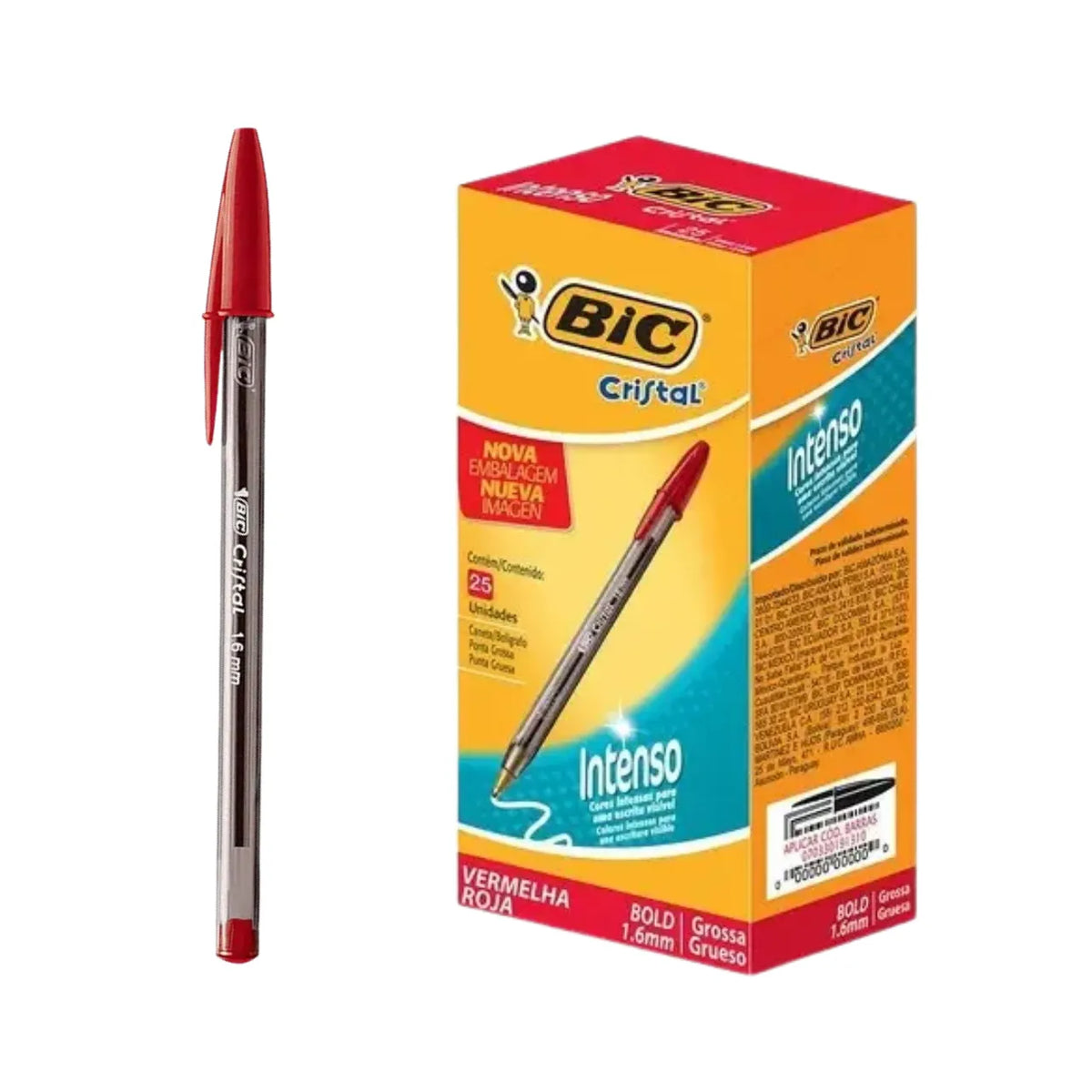 Caneta Esferográfica Cristal Bold 1,6mm Vermelha Bic