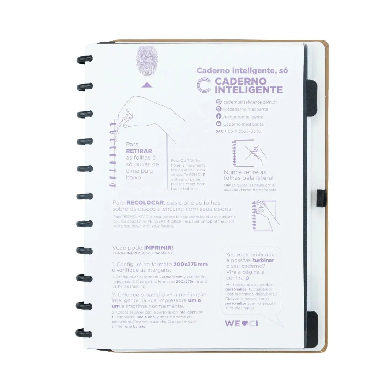 Caderno Inteligente Grande Caramelo