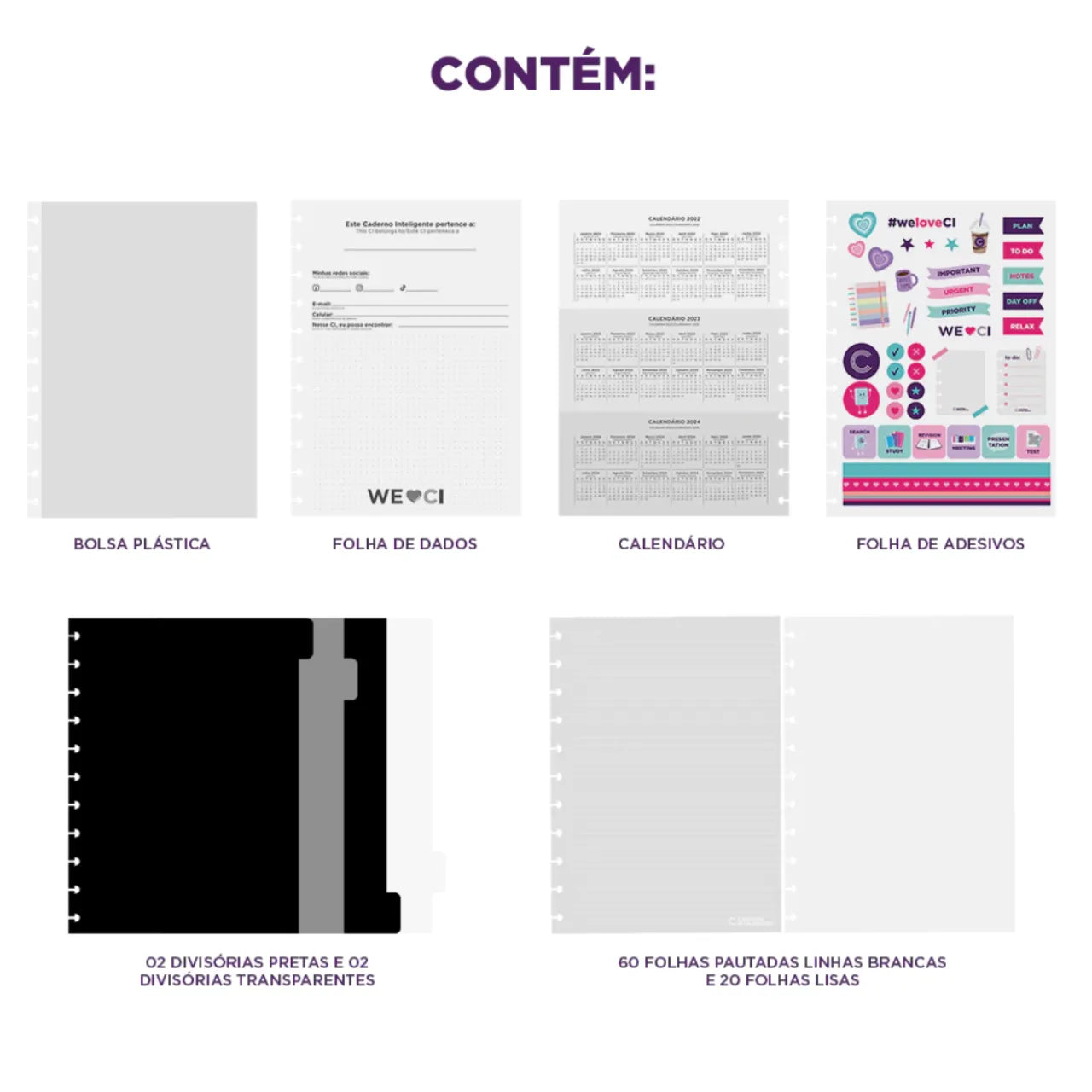 Caderno Inteligente Grande Glitter Ocean Blue