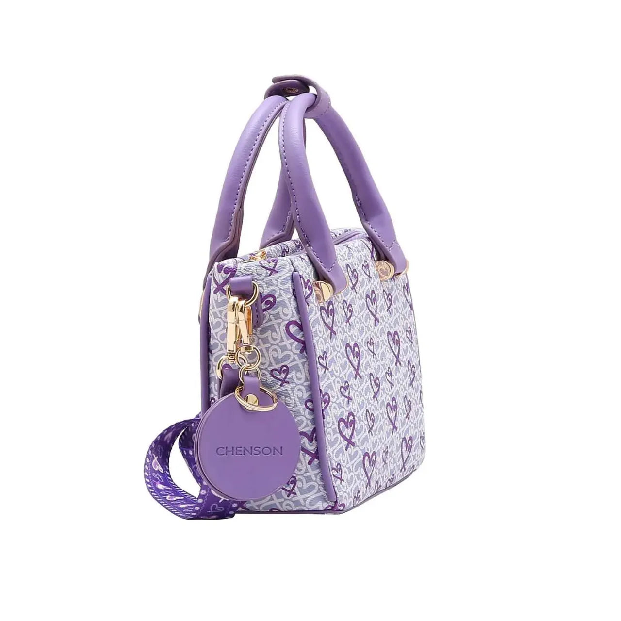 Bolsa Feminina de Mão Chenson Lilás com Coração