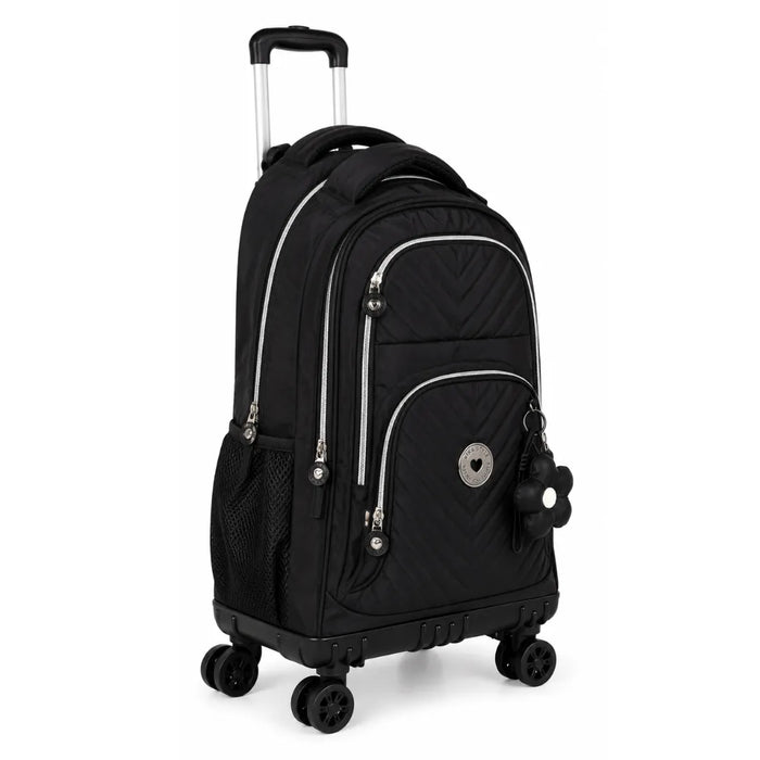 Mochila de Rodinha Preta Kika Escolar Infantil