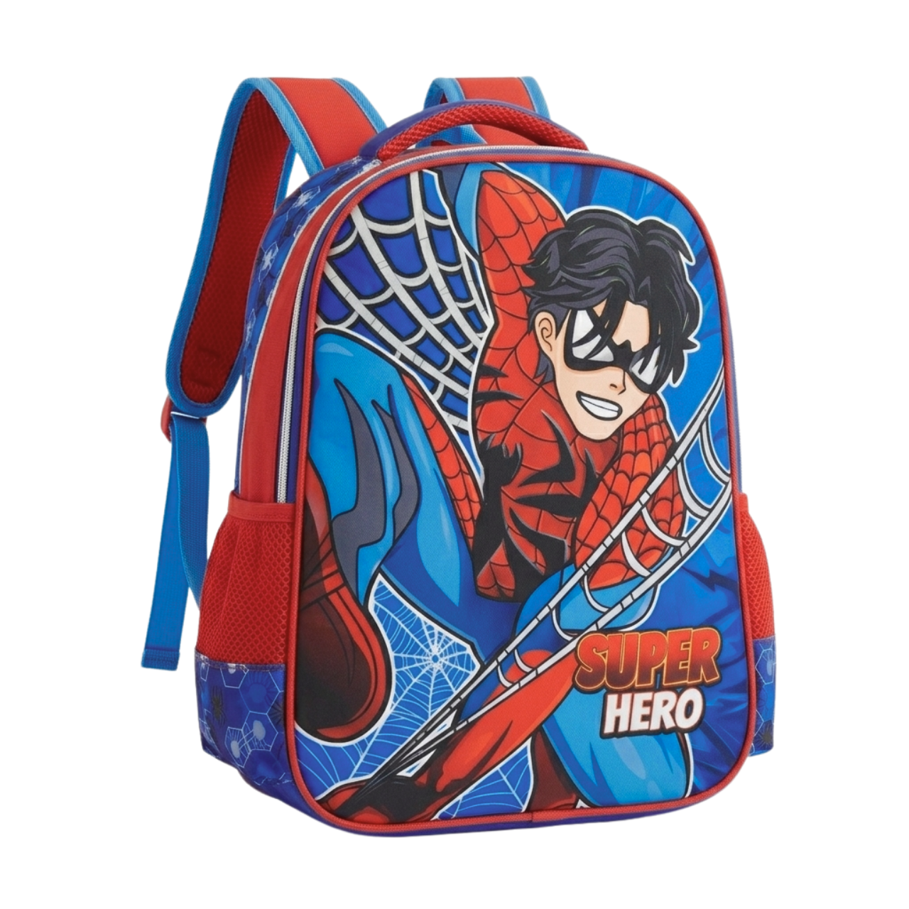 Mochila de Costa Infantil Spider Super Hero Azul Escolar