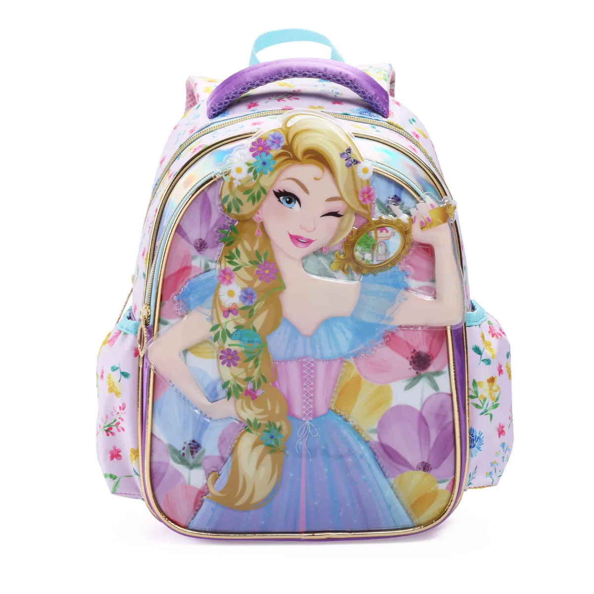 Mochila de Costas Princesa Espelho Lilás Infantil Denlex