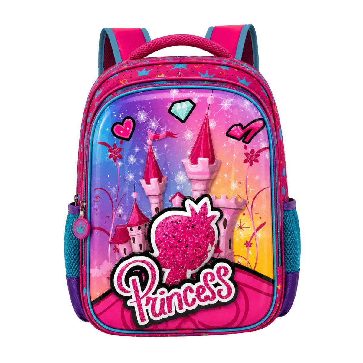 Mochila de Costas Princess 3d Rosa Ponto Verde
