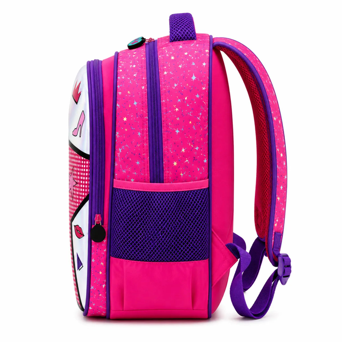 Mochila de Costas Girl Rosa Alto Relevo Ponto Verde