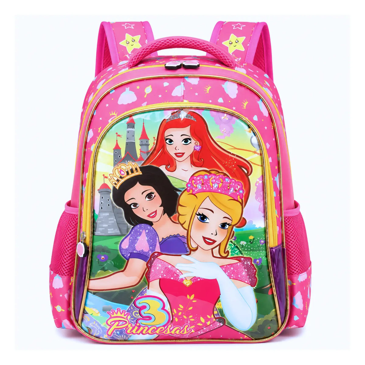 Mochila de Costas Princesas Rosa Infantil Ponto Verde