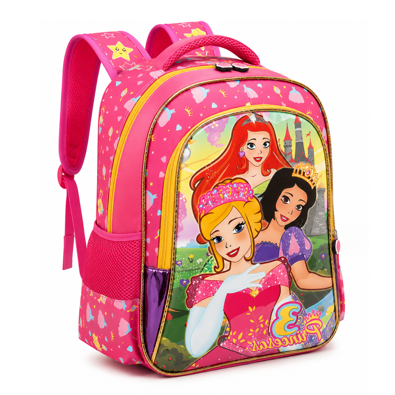 Mochila de Costas Princesas Rosa Infantil Ponto Verde