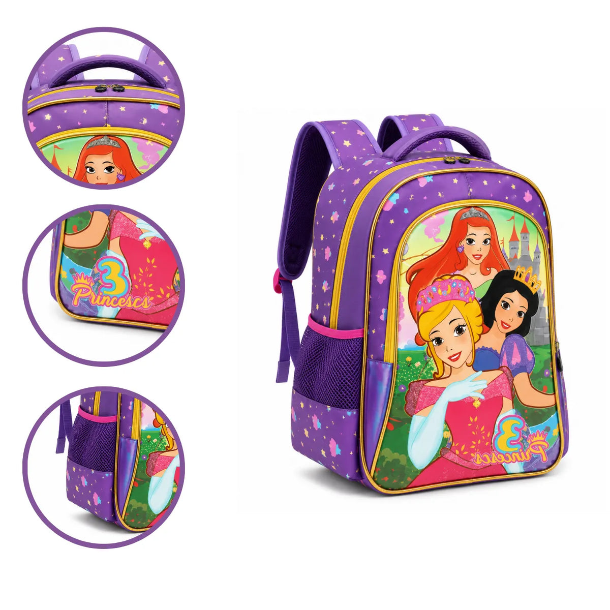Mochila de Costas Princesas Roxa Infantil Ponto Verde