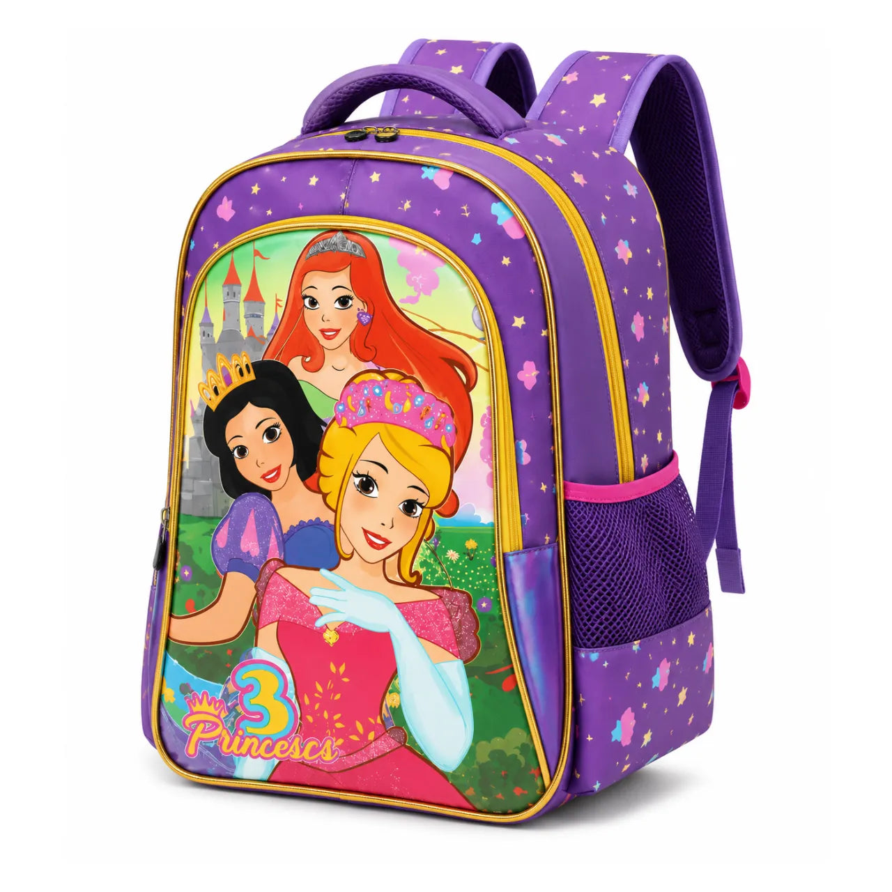 Mochila de Costas Princesas Roxa Infantil Ponto Verde