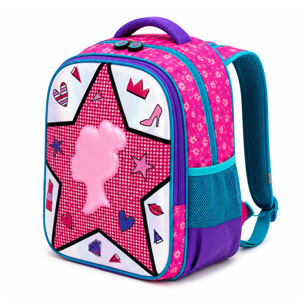 Mochila de Costas Girl Roxa Alto Relevo Ponto Verde