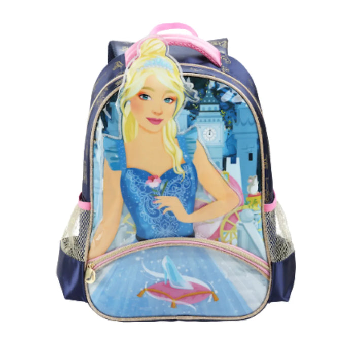 Mochila de Costas Princesa Castelo Azul Infantil Denlex