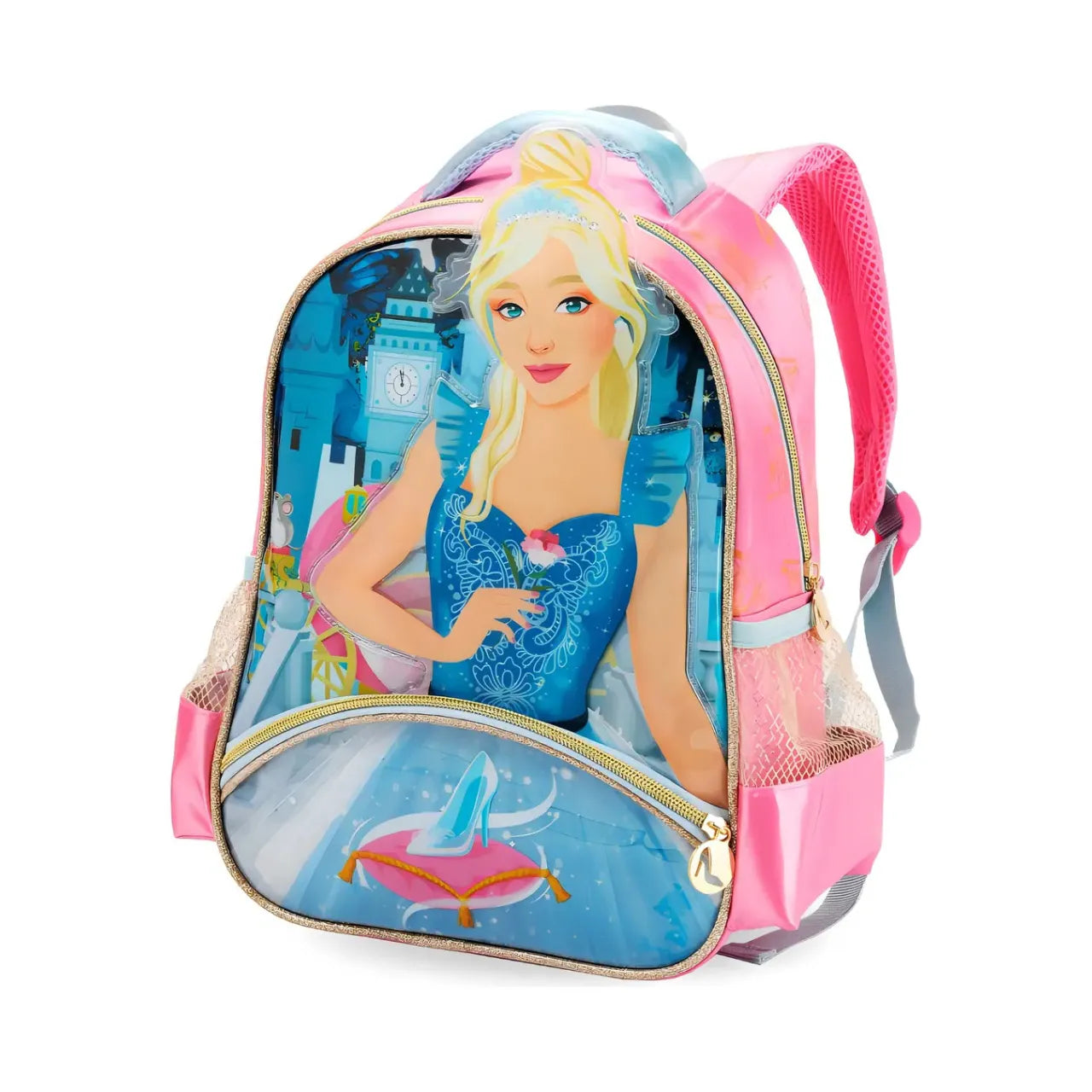 Mochila de Costas Princesa Castelo Rosa Infantil Denlex