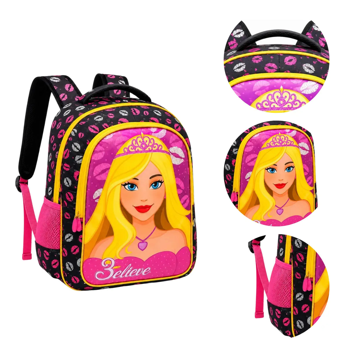 Mochila de Costas Believe Preta Infantil Ponto Verde