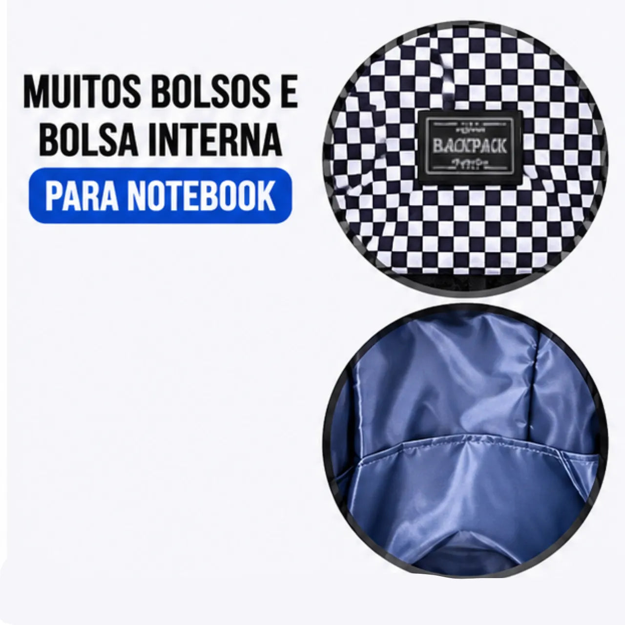 Mochila de Costas Xadrez Notebook Bakpak