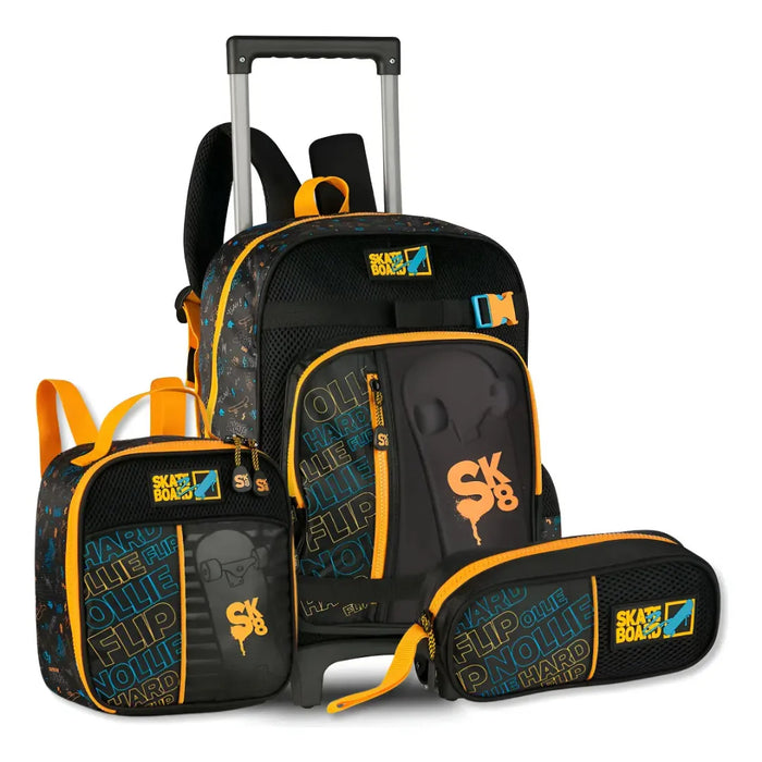 Kit Mochila de Rodinhas 16" Clio Escolar 3 Peças
