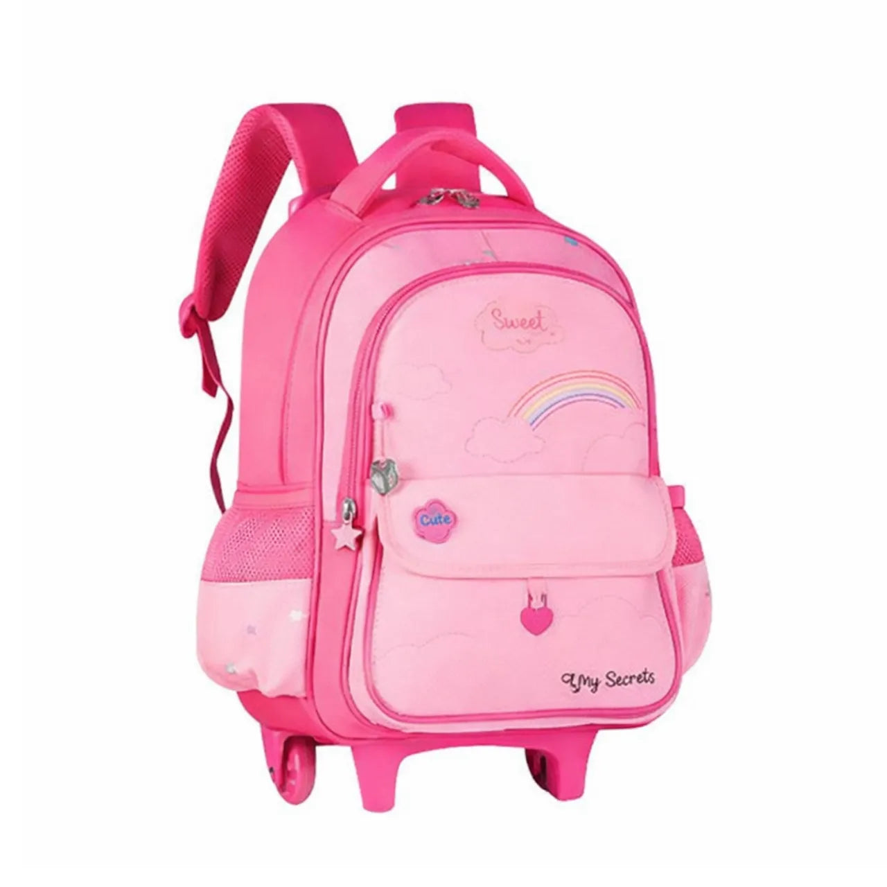 Kit Mochila de Rodinhas 16" Rosa Clio Infantil 3 Peças