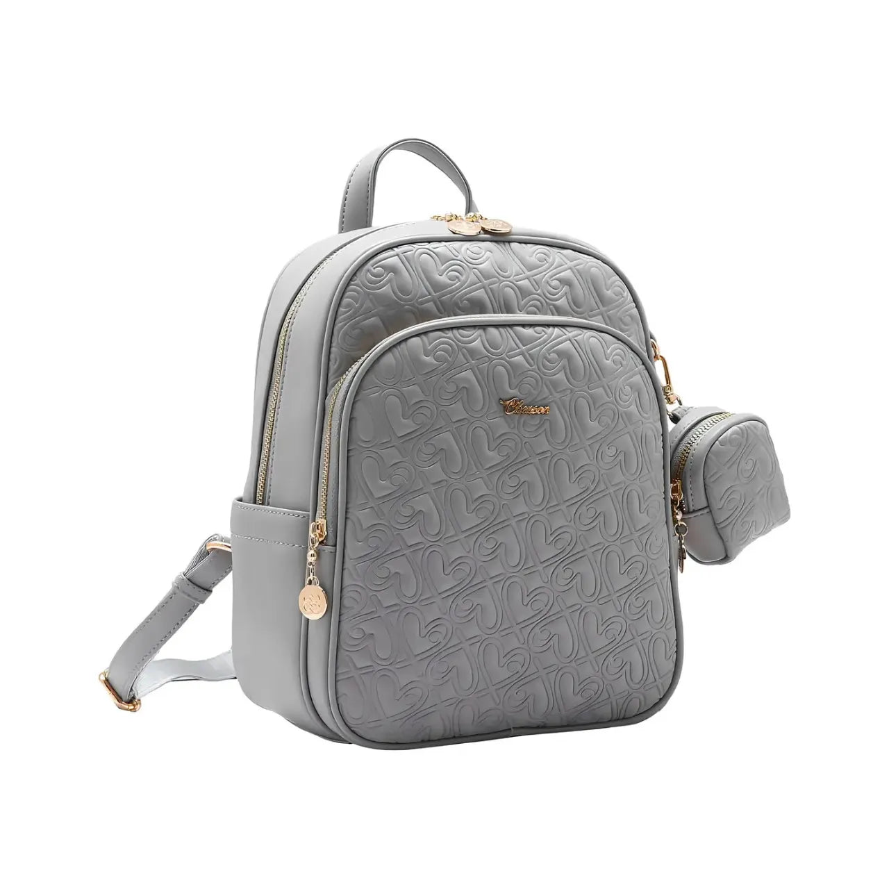Mochila Feminina de Costas Chenson Cinza com Porta Níquel