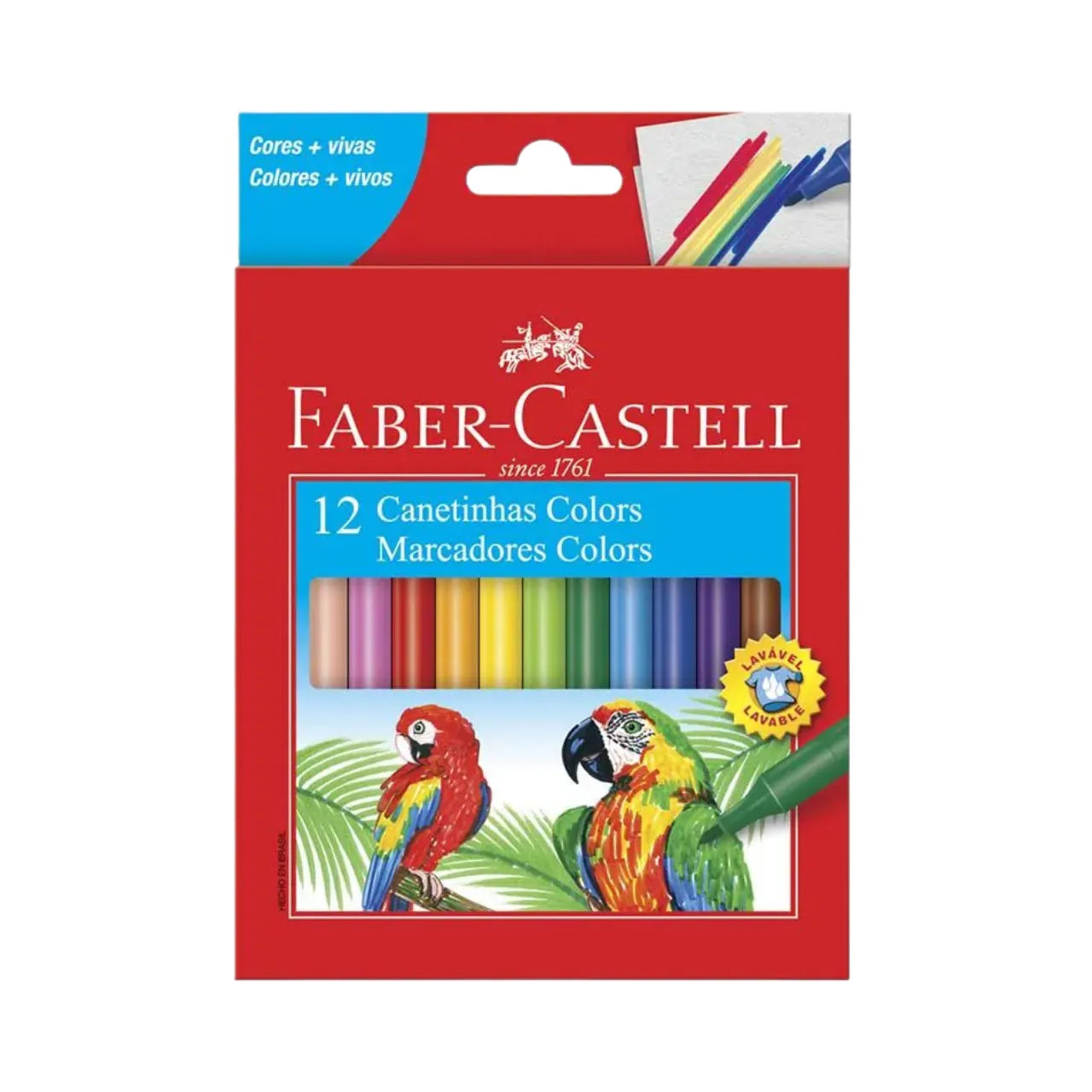 Caneta Hidrográfica 12 Cores Faber Castell Lavável