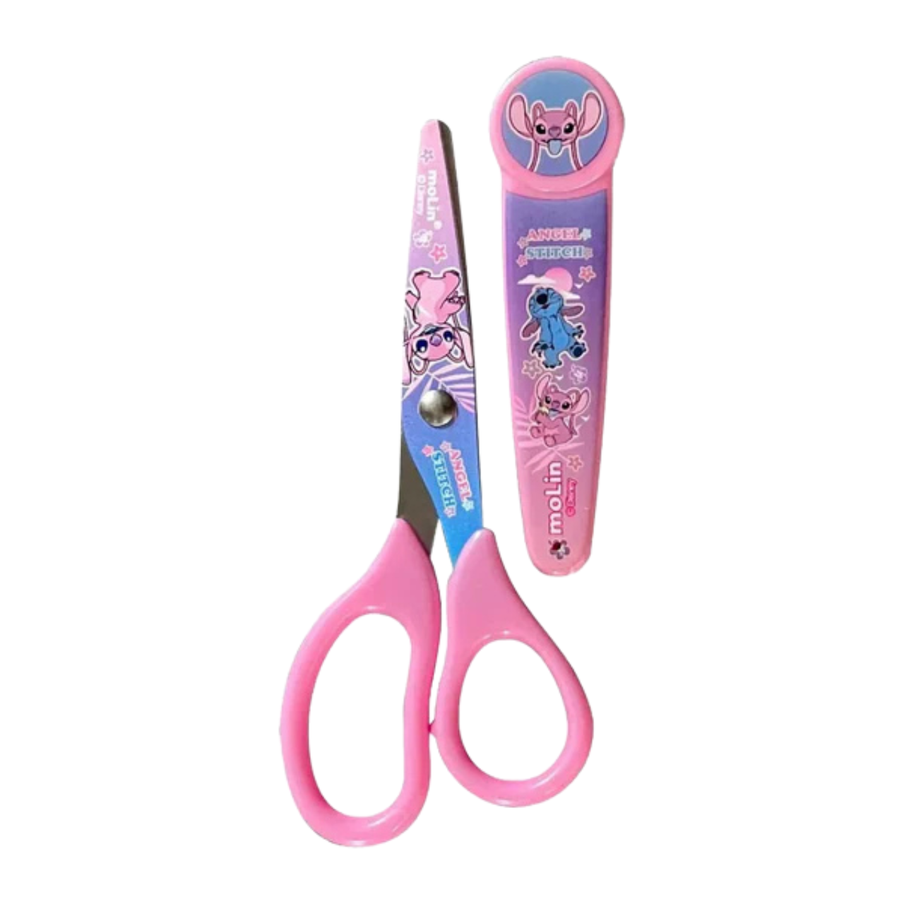 Tesoura com Protetor 13cm Molin Stitch Aço Inox Rosa