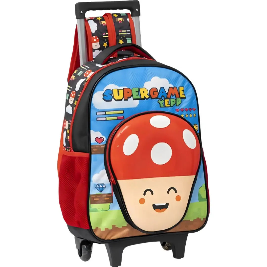 Kit Mochila de Rodinha Vermelha Yepp Escolar