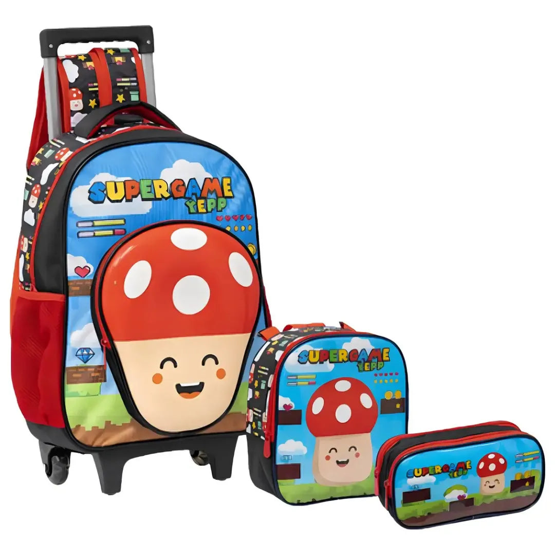 Kit Mochila de Rodinha Vermelha Yepp Escolar