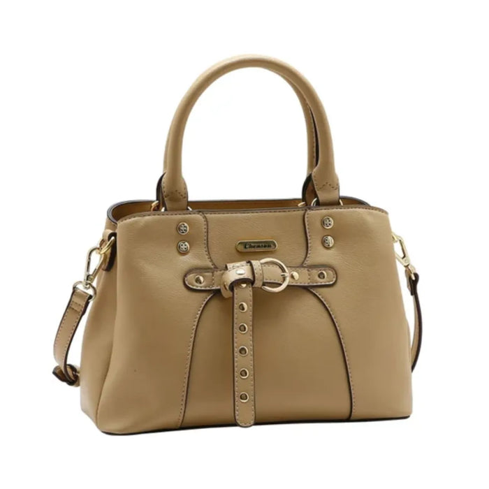 Bolsa Feminina Chenson Mão Rebites Estruturada Bege