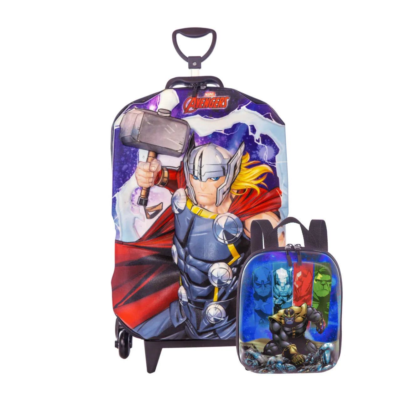 Kit Mochila Rodinha Infantil Avengers Thor 3D