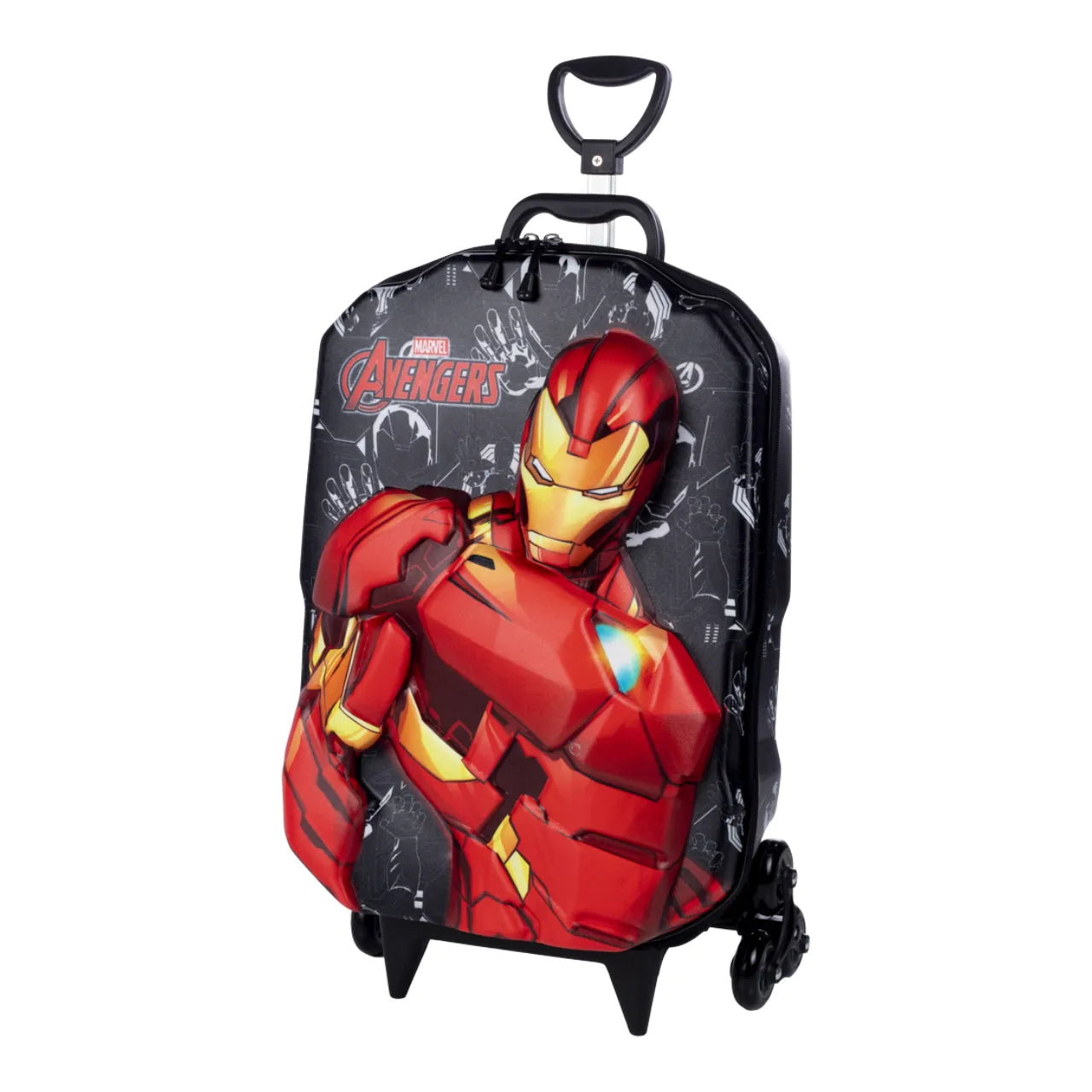 Kit Mochila Rodinha Homem de Ferro Infantil Avengers 3D