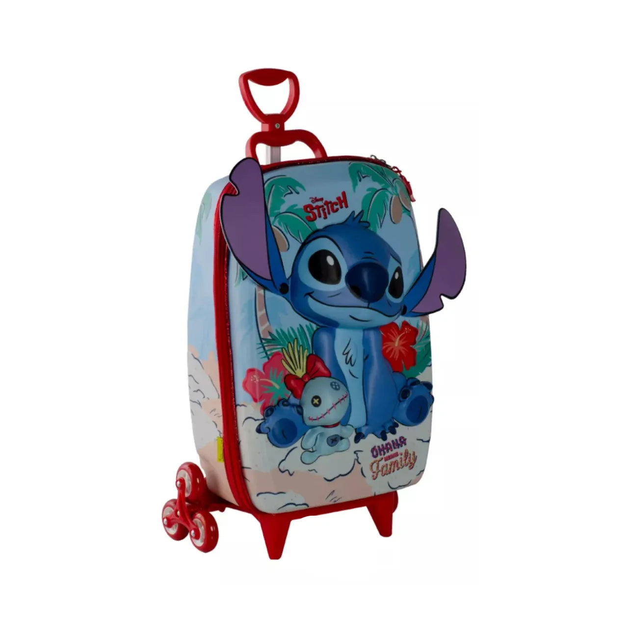 Kit Mochila Rodinha Infantil Stitch Praia 3D com Lancheira