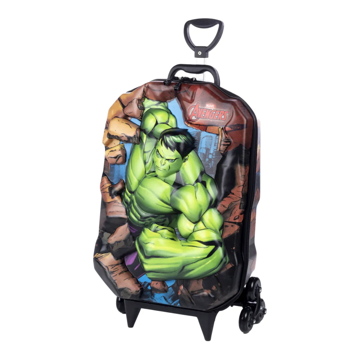 Kit Mochila De Rodinha 3d Hulk Com Lancheira Diplomata